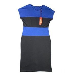 Plus Size 2X Sheath Dress Miusol New Flattering Blue Block Stripe Women's